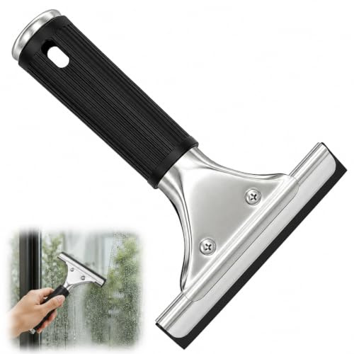 15cm Window Squeegee with Rubber Blade Stainless Shower Screen Wiper | Replacement Professional Window Cleaner Small Cleaning Equipment for Bathroom Glass Door Mirror Car Windshield Tiles