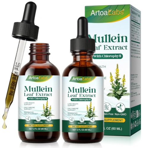 2 PCS Mullein Drops for Lungs - Natural Herbal Supplement Vegan 60ml