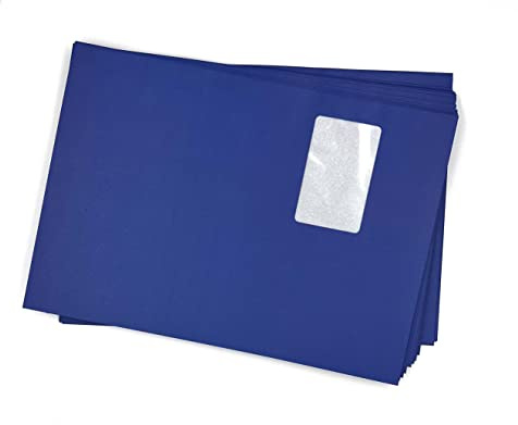 umschlag-discount - 100 Fenster-Briefumschläge, Königsblau, Azur, Blau, C4 = 324 x 229 mm, mit Abziehstreifen, Versandtaschen