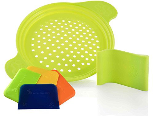 Muxel Spätzle Grater with Special Scraper for Long and Short Spätzle and 4 Dough Cards Green