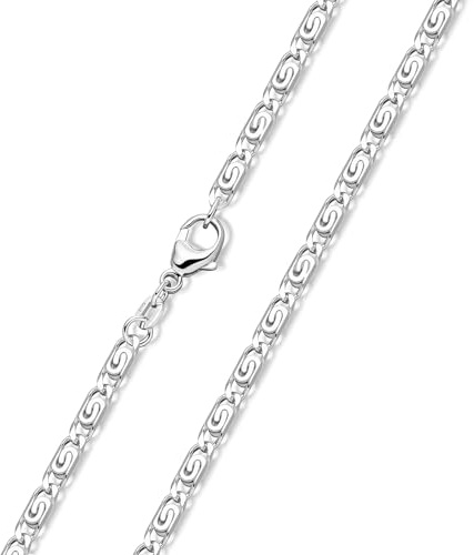 S-Panzerkette Silber 925 Kette 1,8mm diamantiert rhodiniert in 40-80cm K44 | Halskette für Damen und Herren aus echtem Sterlingsilber Made in Germany incl Schmuck Box von MATERIA by Matthias Wagner