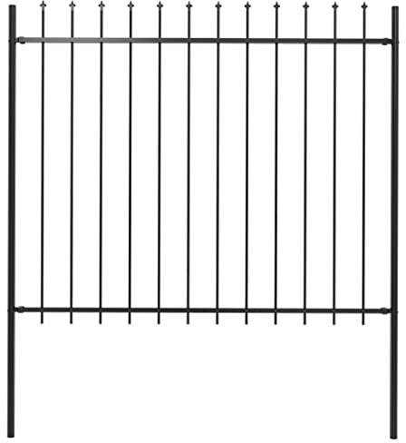 vidaXL Recinzione da Giardino con Punta a Lancia in Acciaio 181x150 cm Nero