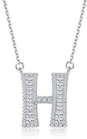 Beydodo 925 Sterling Silber Kette Anhänger Zirkonia Buchstabe H Damen Halskette Partnerkette Hochzeit