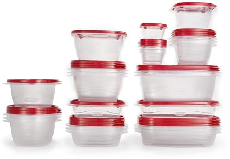 Rubbermaid TakeAlongs Food Storage Containers, 52 Pieces, Ruby Red