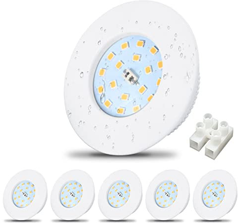 Allesgute LED Einbaustrahler 230V Ultra Flach 5W IP44 Bad Einbauleuchten Neutralweiß LED Spots 500lm Weiss Einbauspots Ø 60-68mm für Badezimmer, Küche, Wohnzimmer, 6er Set