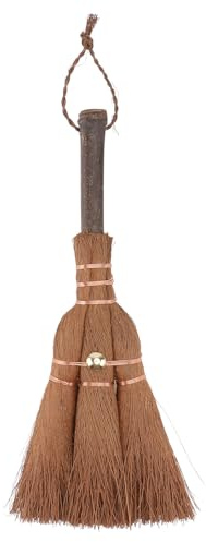 Cabilock Mini Palm Broom 9.4 Inch Natural Straw Brush Lightweight Handheld Cleaning Tool with Hanging Loop for Indoor Dust Removal and Tea Ceremony Use