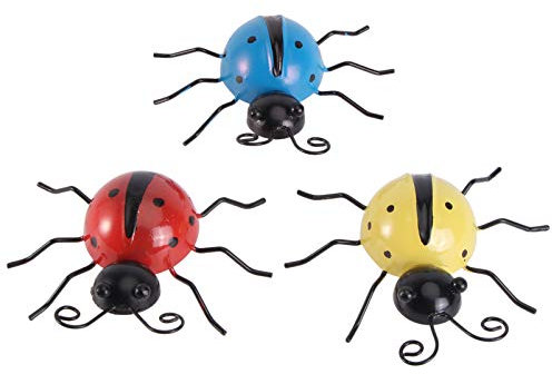 SOIMISS 3stücke Marienkäfer Wanddeko Aus Metall Simulationsfiguren Für Garten Und Rasen Gefälschte Marienkäfer Skulpturen Für Outdoor Dekoration