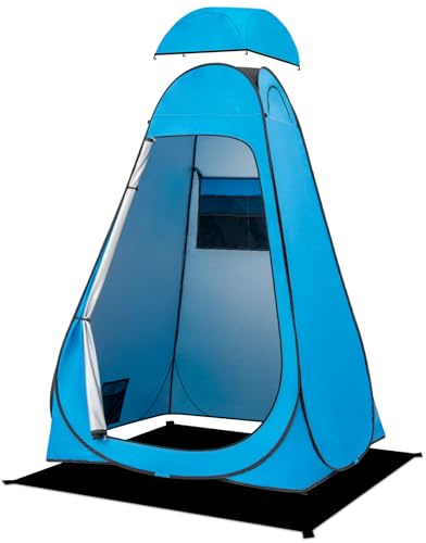 BRIAN & DANY Duschzelt Camping, Pop Up Toilettenzelt, Tragbares Umkleidezelt mit Regenschutz und Fenstern, Sichtschutz Zelt für Outdoor, UPF 50+ Wasserdicht, 120 x 120 x 195 cm