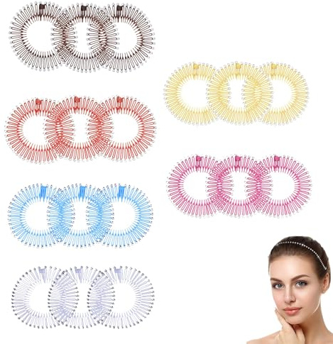 18 Stücke Voll Kreisförmig Stretch Kamm Flexibler Kunststoff Kreis Kamm Stretch Haarkamm Stirnband Haarbandhalter für Frauen Mädchen, 6 Farben