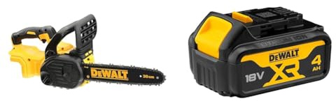 DEWALT - Tronçonneuse Élagueuse Brushless XR 18V - DCM565N-XJ & Batterie XR 18V 4 Ah Li-Ion - DCB182-XJ - Compatible Avec Tous Les Outils XR 18V Bricolage et Jardin DEWALT - Témoin de Charge Lumineux