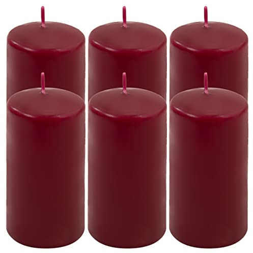 Stumpenkerze weinrot Höhe 11,5 cm Ø 6 cm lange Brenndauer Rund-Kerze Säulenkerzen Kerzen-Deko Tafelkerzen Weihnachts-Kerzen Hochzeit (6)