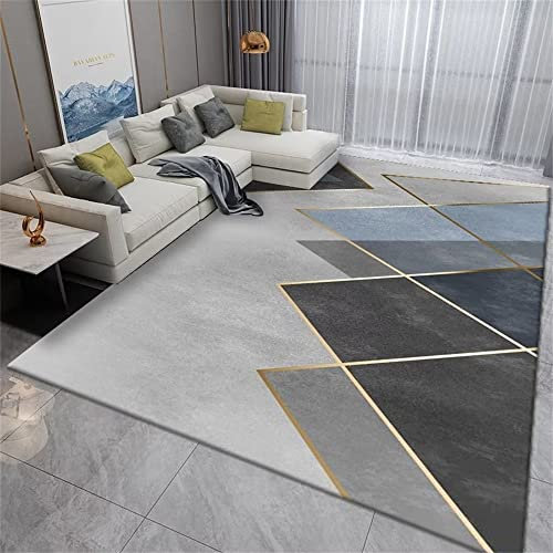 RUGMRZ Bad Teppich Minimalistisch Graues blaues geometrisches Muster im modernen Stil kann in der Maschine gewaschen Werden, ohne zu verblassen Reinigen 120X240cm