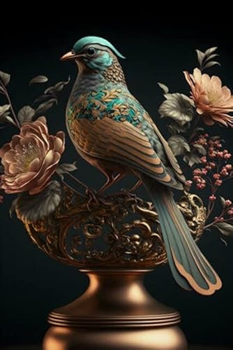 adrium Acryl-Bild 30 x 50 cm: 3D-Illustration Zeichnung eines Vogels mit Ornamenten und Blumen. Komplizierte Details. Generative KI. (196221951)