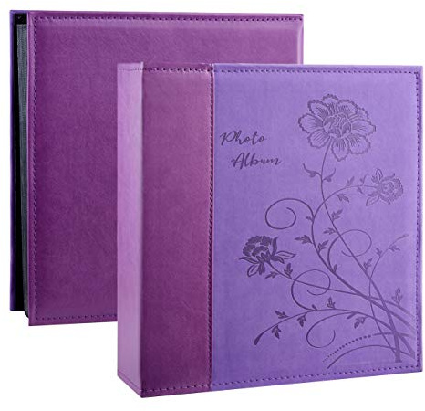 Miaikoe Photo Album 6x4 1000 Photos Slip in, Extra Large Capacity Leather Cover Wedding Family Picture Albums Holds 1000 Horizontal and Vertical 10x15cm Landscape Photos(Purple)