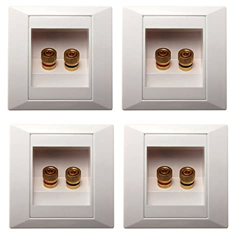Duendhd Lot de 4 prises murales avec 2 haut-parleurs Blanc