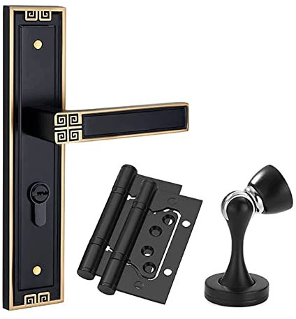 OLOTU Türklinken Türgriff aus reinem Messing, ergonomischer Retro-Türknauf für alle Arten von Holztüren, langlebiges Schlossset mit Schlüssel Schlösser