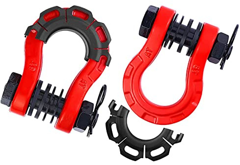 COYOUCO Schäkel D Ring Schäkel (2 Pack) 70.000 Ibs (32T) Bruchfestigkeit Mit Crew Pin Und Shackle Isolator & Washers Kit Für Abschleppgurtwinde Off Road Vehicle Recovery,Rot