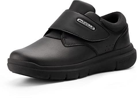 FitVille Extra Weit Hausschuhe Slipper Breite Lederschuhe Herren mit Klettverschluss gr. 40 EU X-Weit Schwarz