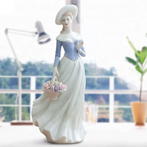 HOUSN Keramik Göttin Moderne Figur Skulptur Mädchen Porzellan Figuren Dekofiguren Wohnzimmer Tischdeko Handwerk Sammelfigur Deko,Weiß