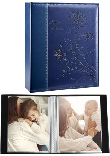 Miaikoe kleines Fotoalbum 10x15 2 Pakete, jede Packung enthält 52 vertikale Bilder, Slip in Top Loading Fotoalbum Buch für Kunstwerke oder Postkarten Lagerung (Blau)