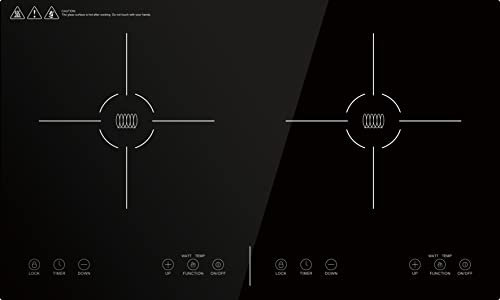 Panana Induction Hobs, Black Glass Built-in 2 Zone 3500W 60-centimetre Electric Induction Cooker with Sensor Touch Control