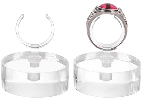 FINGERINSPIRE 2 Stück Acryl Ringständer 3.5x3.1x4 cm Kristall Ringhalter Ringhalterblöcke Durchsichtige Massive Zylinderform Ringvitrine Für Schmuck Ringe Eheringe