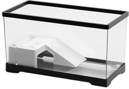Fenteer Schildkrötentank, Aquarium, Reptilien-Lebensraum-Box, stabil, kletternd, ruhend, Schildkröte, Terrarium, Schildkröten-Lebensraum, Innendekor, großes Schwarz