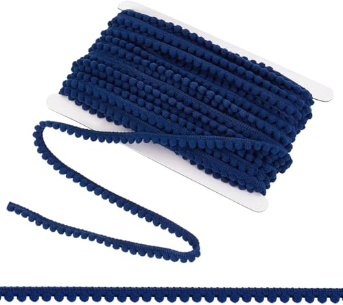 PH PandaHall 24 Yards Blaue Ballfranse 3/8 Zoll (10mm) Breites Spitzenband Zum Nähen Pom Pom Besatz Für Vorhänge Kissen Kleidung DIY Basteln Weihnachtsfeier