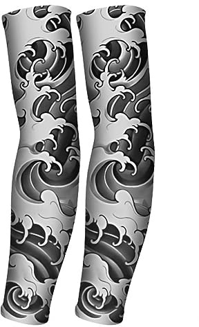 RU-X Mangas para Brazos con Ttuaje,Mangas para Brazos Protección Sol o Frio,Manguitos Ciclismo Hombre Mujer para Golf,Deportes,Bicicleta,Portero
