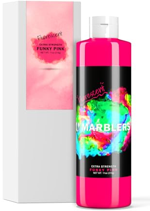MARBLERS Neon Flüssigfarbstoff 11oz (310g) [Funky Pink] | Auf Wasserbasis | Superkonzentrat | Flüssigpigment | Geruchlos | Ungiftig | Ideal für Beton, Zement, Mörtel, Fugenmörtel, Gips, Farbe