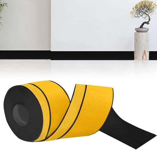 bechoanigel Sockelleiste Selbstklebend, 60mm x 20mm x 12m Weichsockelleiste Selbstklebend PVC Winkelleiste selbstklebend, Sockelleisten Flexibel für Küche und Bad Geeignet(Schwarz)﻿﻿