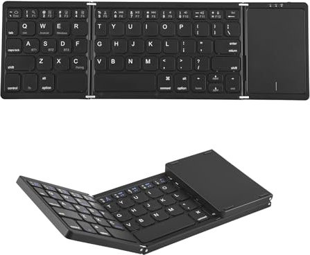 QCXWCJWD Foldable Bluetooth Keyboard with Touchpad, Portable Travel Keyboard for iPad Tablet Smartphone iOS Android Windows PC