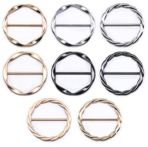 Jamsinmu 8 Stück T Shirt Clips Schal Ring Clip Runder Schnalle Gürtelschnalle mit verschiedenen Farben