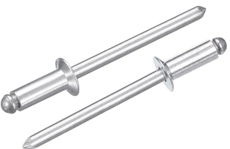 sourcing map 50Pcs 5/32x3/8 Aluminum Countersunk Blind Rivet, Open-End Type Blind Rivets for DIY, Sheet Metal, Automotive Repairs, Furniture, Boat, and Duct Work (Silver)