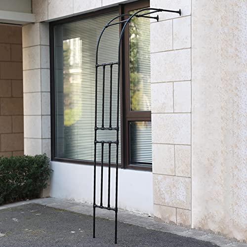 Pérgola grande de metal resistente a la intemperie para plantas trepadoras, fácil montaje, resistente al óxido, 180 x 240 x 40 cm, color negro