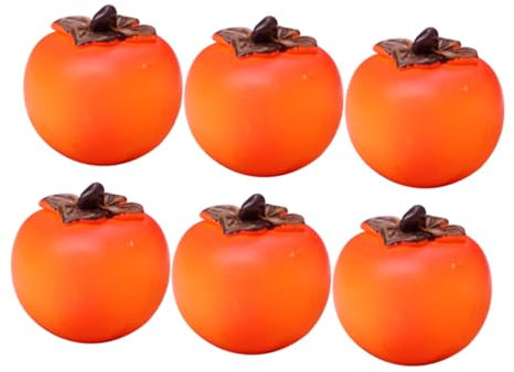 QUMIIRITY 6pcs Lifelike Simulated Persimmon Toy Fruit Fake Miniature Fruits for Dollhouse Decor