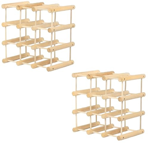 MODO24 Weinregal Modular Tanne Massivholz 24 Flaschen, 2 Module, Natur | Modulares Flaschenregal & Weinständer aus Tannenholz, ModAbm 36x36x24 cm, Getränkeregal & Flaschenständer für Küche
