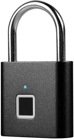 Fingeravtryckslås: Smart lås vattentätt, lås med fingeravtryck, fingeravtryck hänglås, lås med fingeravtryck USB-laddning, hänglås för gym, bagage (svart)