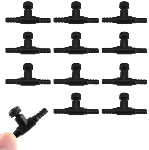 12 Stück Luftpumpe Regelventile Aquarium Luftregelventile T-Form Schlauchverbinder Ventil Kunststoff Aquarium Luftschlauch Stecker Aquatic Luftventil Luftpumpenzubehör für ID4 mm Luftschläuche