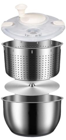 Rtyweth - Escurridor de ensalada de acero inoxidable de 6 L, escurridor de lechuga con escurridor, ruit y verduras, centrifugado rápido y ensalada