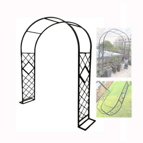 Arco de jardín de metal estilo francés con enrejado de acero con ancho ajustable (140 340 cm) y altura 230 cm, elegante arco para decoración y eventos al aire libre