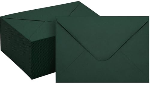 50 st mörkgröna A7-kuvert, 13 x 18 cm eleganta V-klaffkuvert för inbjudningar, examen, bröllop