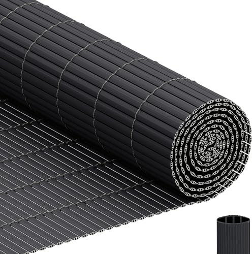 INMOZATA PVC Sichtschutzmatte 90x300cm mit Dreifach Verstärkung Innen, Balkon Sichtschutz Garten Zaun Sichtschutz mit Kabelbindern,Windschutz Wasserdicht ohne Bohren für Balkon Garten Terrasse-Grau