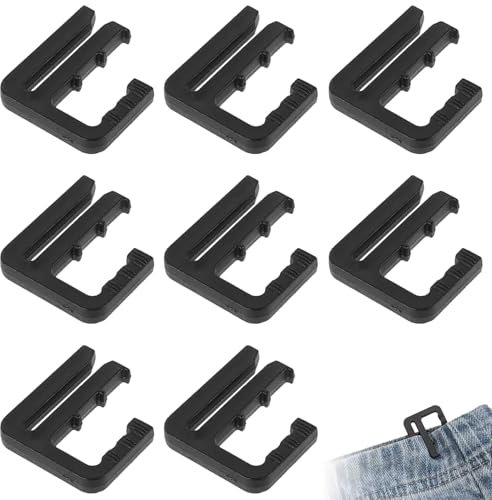 QZKJQDD 8 Stück Verstellbare Nagelfreie Taillenschnallen, Hosen Expander Button, Nähfreiknopf Button Pins Abnehmbarer Jeansknopf Hosen Clips, Einstellbar Hosenbund Enger Machen (Schwarz)