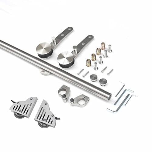 Bibliothek Schiebeleiter Hardware Set - Edelstahl Bücherregal Leiter Schienensystem Schiebetür Zubehör Mobile Bibliotheksleiter für Bücherregale und Wohnkultur