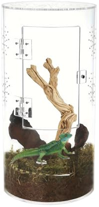 Tanque de acrílico arbóreo para reptiles – Recinto de araña saltarina, hábitat impermeable | Puerta de apertura frontal para reptiles para tarántula, ranas, mantis rezando, caracoles, mascotas