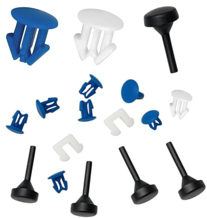 Kit 8 Bottoni Targa Auto GAMBC® 7 Blu + 1 Bianco + 4 Funghetti Antivibrazione + 2 Fermi Centrali - Clip - Bottoni Ferma Targa - Tappi per Ripristino Targhe Auto - Materiale ABS - UNIVERSALE per targhe