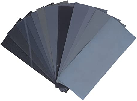 ANKROYU Juego de lijas resistentes al agua, grano 120 a 3000, papel de lija seco y húmedo para pulir madera, metal y automóviles, kit de lijado con 14 hojas, diseño antipolvo. (14 por ciento)