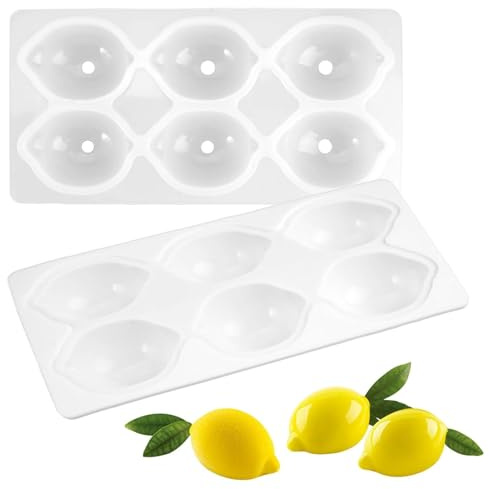 LIULINY 6 hål handtag silikon citron, silikon dessert värmebeständig citronform form lätt att ta bort, bakning kaka gelé fondant choklad