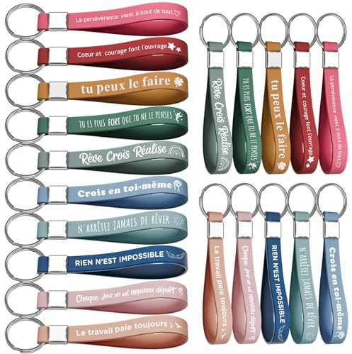 Yuecda Porte-clés inspirant, cadeau de remerciement, porte-clés en silicone, motivation porte clef lot, pour encourager les employés, les collègues, les adolescents, les enseignants (40)